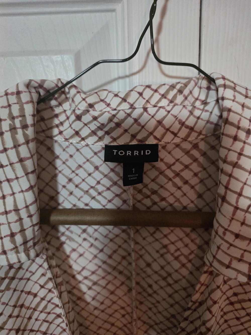 torrid Cream Dress with Brown Grid Print - Picture 2 of 5